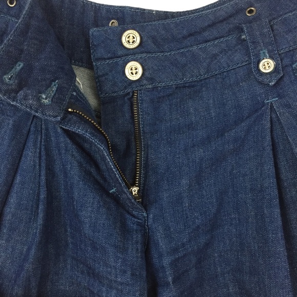 French Connection High Waisted Pleated Cuff Mom  Denim Shorts - Picture 5 of 7